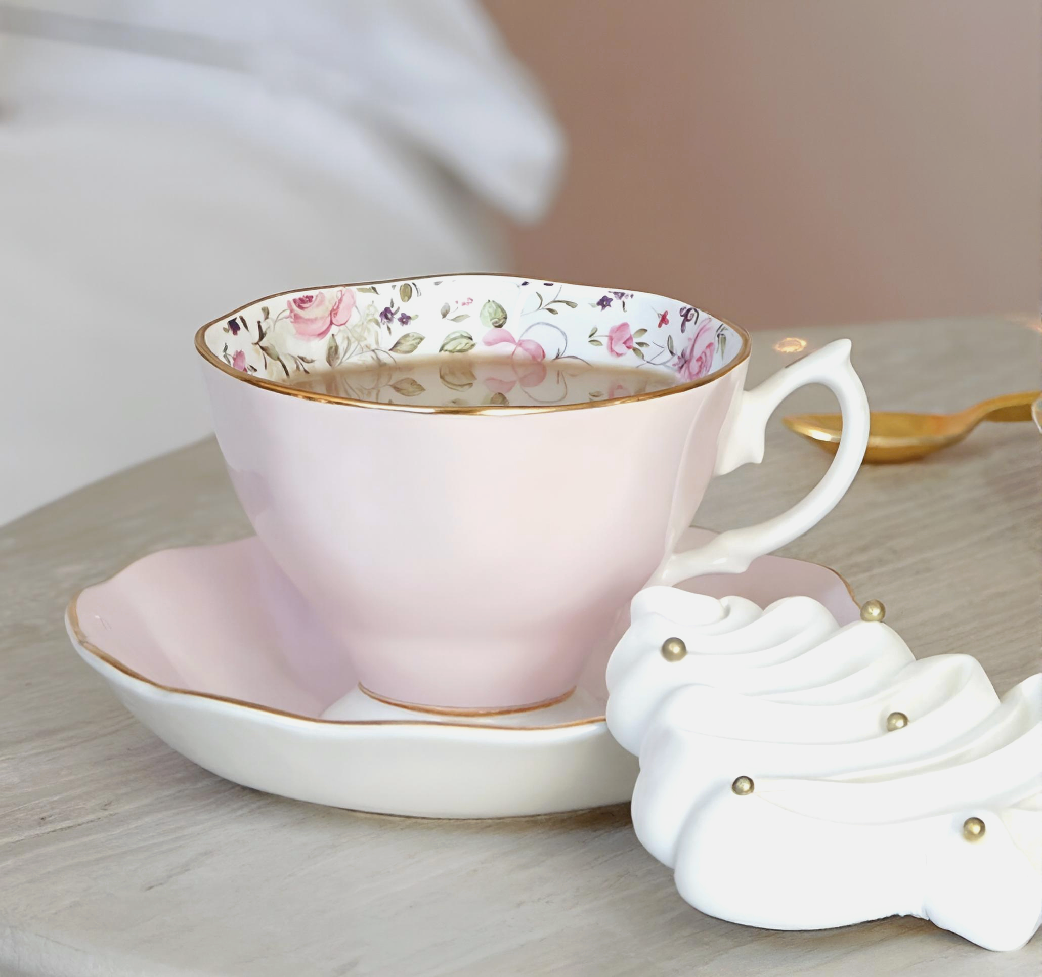 Taza de té c/plato, ROYAL ALBERT x Miranda Kerr, Rose Confetti