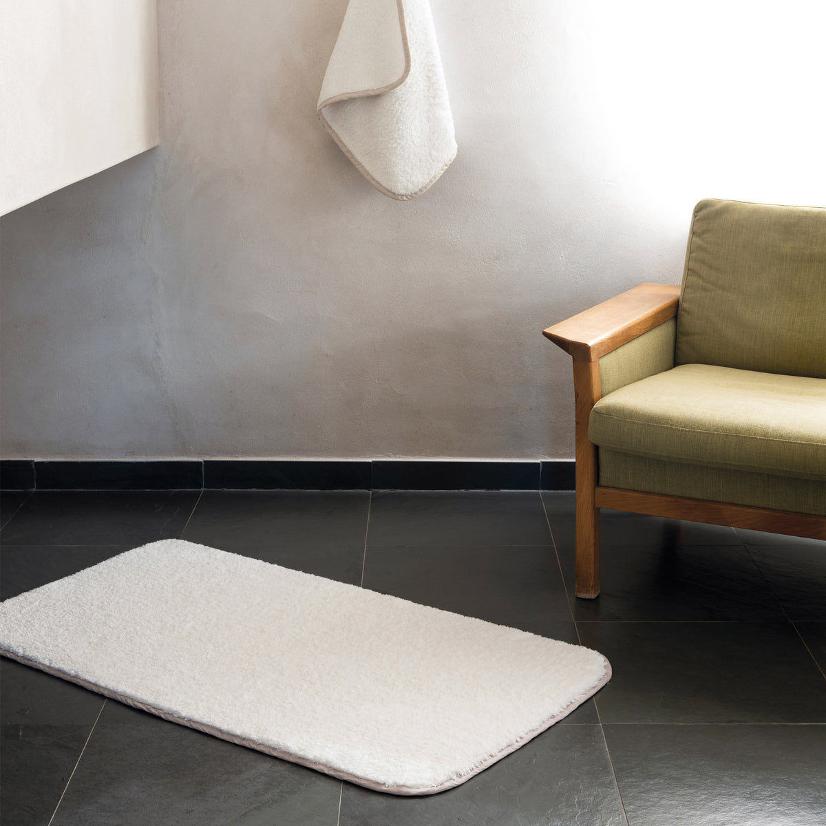 Alfombra de baño Linen Snow 60 x 100 cm, GRACCIOZA - Vista 2 - Nahia Home
