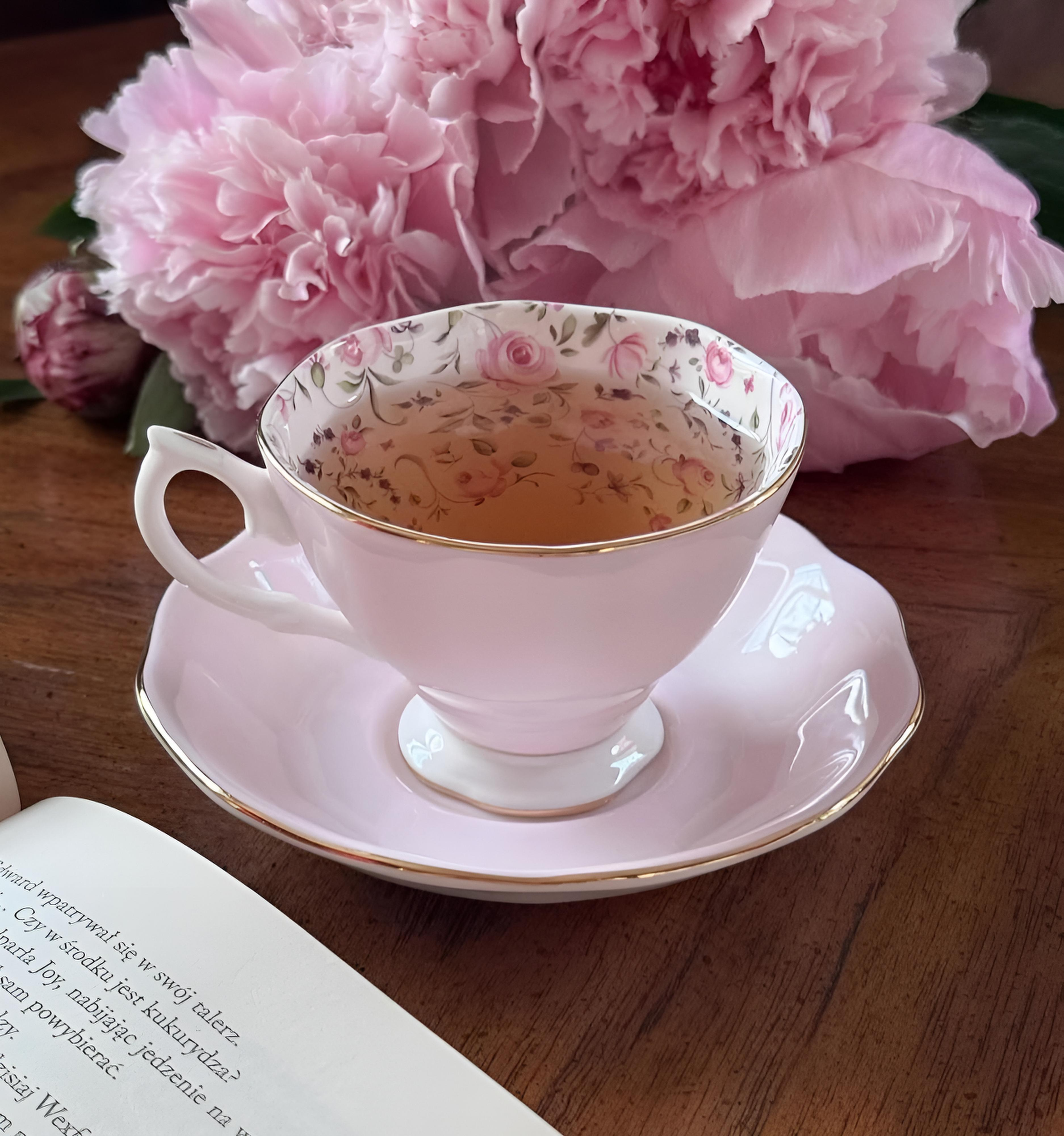 Taza de té c/plato, ROYAL ALBERT x Miranda Kerr, Rose Confetti