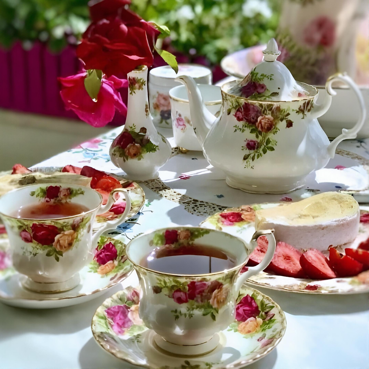 Taza de té c/plato, ROYAL ALBERT, OLD COUNTRY ROSES - Vista 4 - Nahia Home